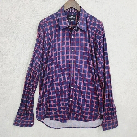 Buttercloth Men's XL Button down Long sleeve Shirt Checkered 3520P - Picture 1 of 8
